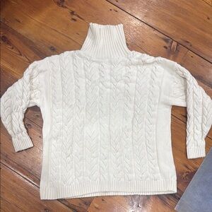 Sarah Arizona Women's Cream Cable Knit Turtle Neck Sweater Size Large